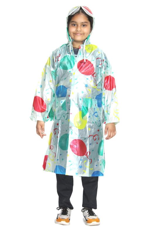 CHACKO Kids EVA Standard Length Children's Raincoat with School Bag Cover, Waterproof Rain Coat, Rain Poncho with Hood, Rainwear Rain Jacket Cape for Outdoor Cycling_Green,11-12 Year - Image 1