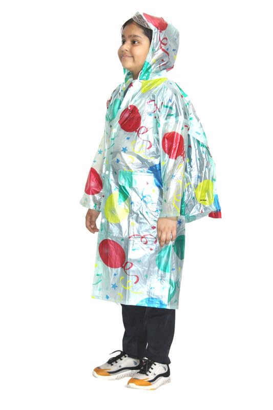 CHACKO Kids EVA Standard Length Children's Raincoat with School Bag Cover, Waterproof Rain Coat, Rain Poncho with Hood, Rainwear Rain Jacket Cape for Outdoor Cycling_Green,11-12 Year - Image 3