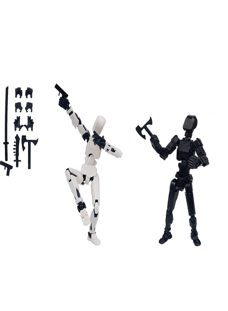 Children's Educational Creative Assembly 13 Joint Doll Building Blocks 3D Printing Multi-joint Full Body Activity Decompression Toy (Black And White)  - Image 1