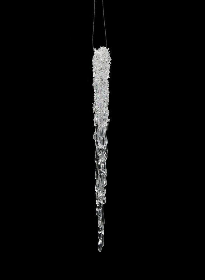 Vickerman 8" Clear Icicle Christmas Ornament - Clear - 6-Pack - Shatterproof Plastic - Sparkly and Glittery Accents - Festive Holiday Decor - Fun Christmas Decor - Reliable and Durable - Image 1