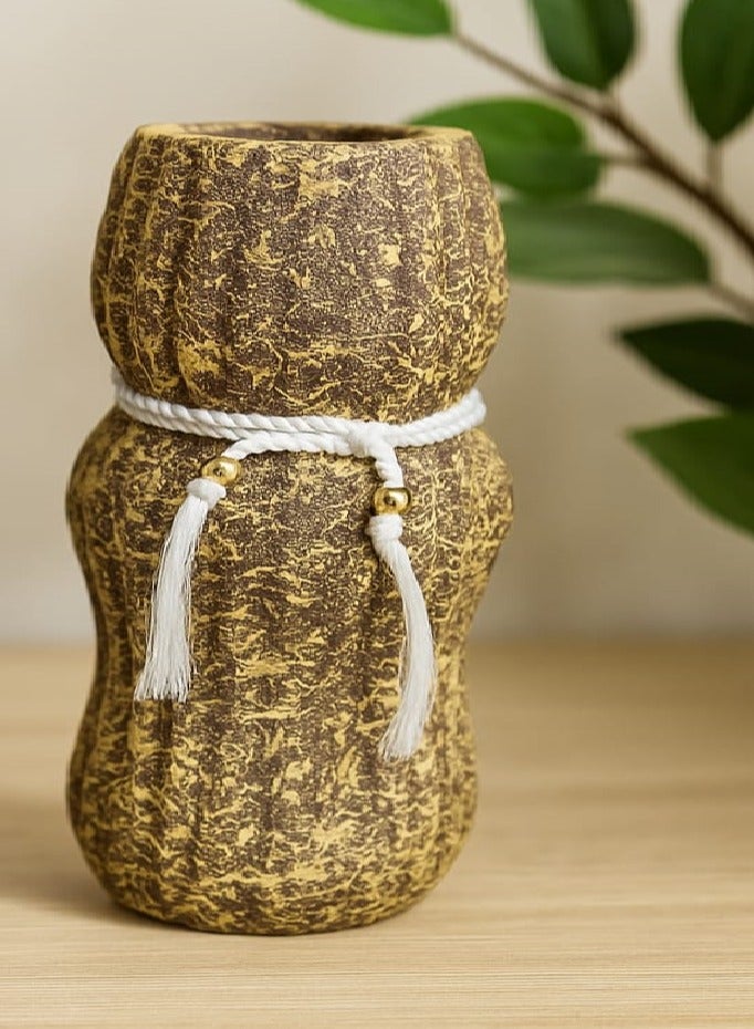 Rustic Design Vase - Large Flower Vase For Pampas Grass And Artificial Flowers, 35Cm, Home Decor For Living Room, Dining Room, Bedroom, Shelf Backdrop (Brown * Gold)
