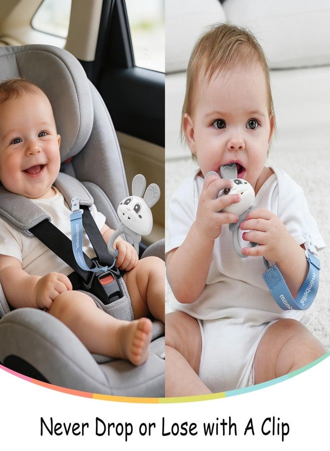 Mombella Baby Teething Toys 3–6 Months with Rattle, Bunny Easter Basket Stuffers for Babies 6–12 Months, Baby's First Toy with Anti Drop Strap, Teething Relief Baby Chew Toys, Easter Gifts, Grey - Image 5