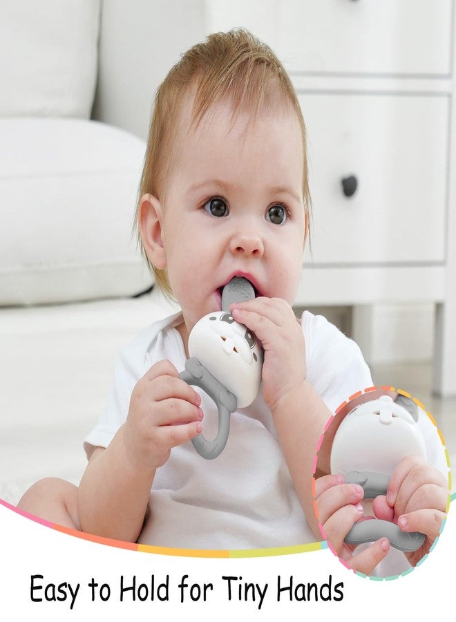 Mombella Baby Teething Toys 3–6 Months with Rattle, Bunny Easter Basket Stuffers for Babies 6–12 Months, Baby's First Toy with Anti Drop Strap, Teething Relief Baby Chew Toys, Easter Gifts, Grey - Image 4