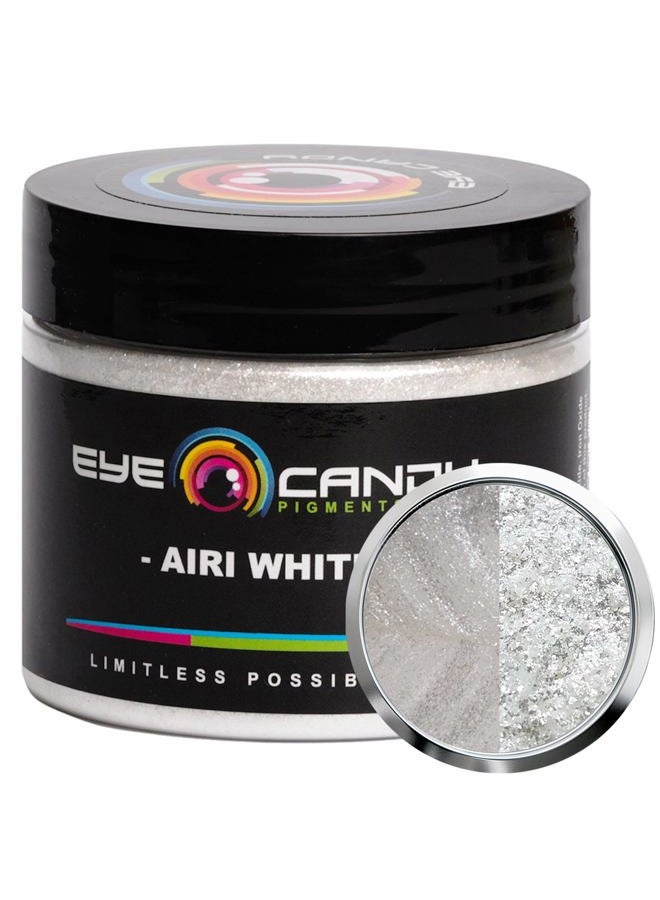 Eye Candy Pigments Premium White Mica Powder - Airi White (50gr) - for Epoxy, Resin, Soap, Paint, Woodworking, Acrylic Pouring, Bath Bombs, Fishing Lures - DIY Arts and Crafts Additive - Image 1