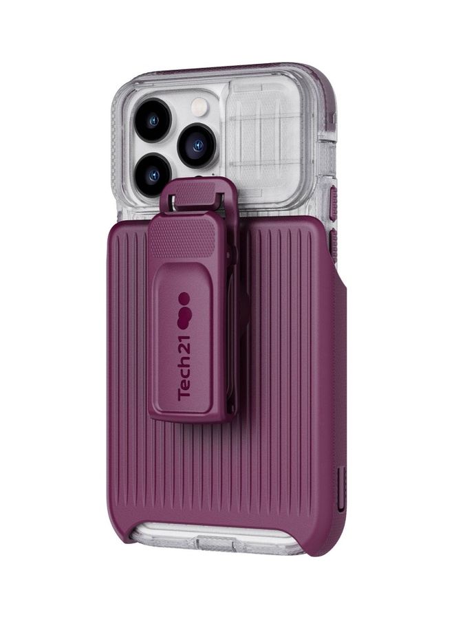 tech21 Evo Max iPhone 14 Pro Max Case with MagSafe Extreme 20 Feet Drop Protection with Sliding Camera Lens Cover - Frosted Purple - Image 3