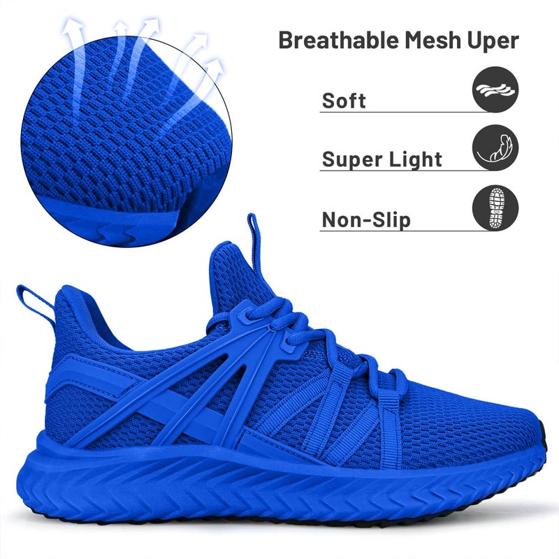 Abboos Womens Athletic Walking Shoes - Mesh Breathable Tennis Shoes Comfortable Slip on Casual Sneakers for Women Sapphire Blue Size 7 - Image 3