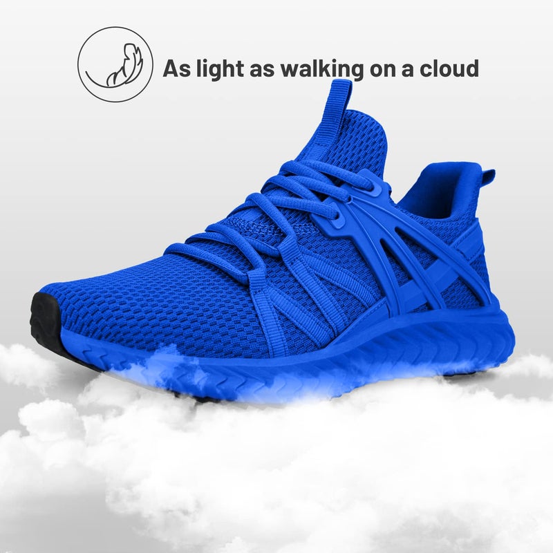 Abboos Womens Athletic Walking Shoes - Mesh Breathable Tennis Shoes Comfortable Slip on Casual Sneakers for Women Sapphire Blue Size 7 - Image 5