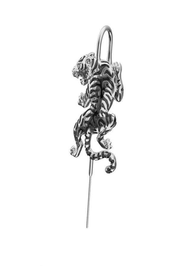 THE MEN THING POUNCE TIGER - Pure Titanium Steel Ear Crawler Hook Pin Cuff Earrings for Men & Boys - Image 1