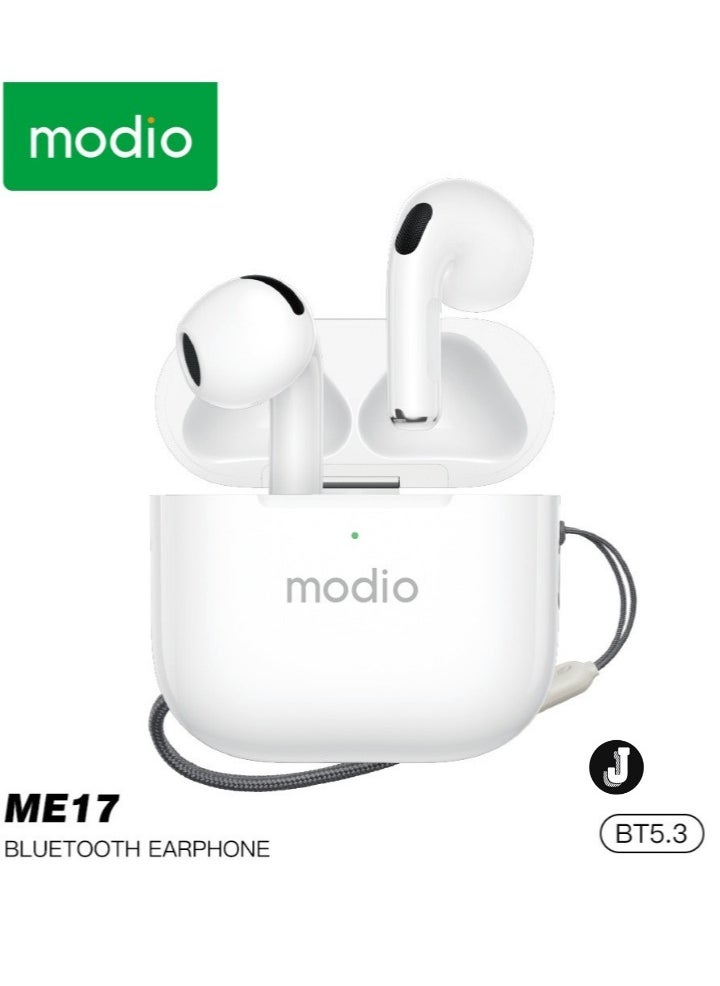 JAJEEK "2024 Modio ME17 Wireless Bluetooth Earbuds Pro – Premium Sound, Long Battery Life, and Seamless Connectivity for Android & iPhone (White)" - Image 1