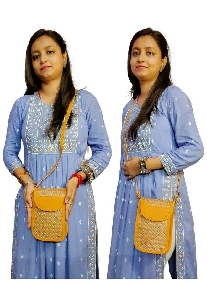 CLASSIQUE Bamboo Bag Shital Pati Handmade Women's Mobile Sling Bag Eco-Friendly & Functional Shoulder Crossbody Specially for Ladies - Image 2