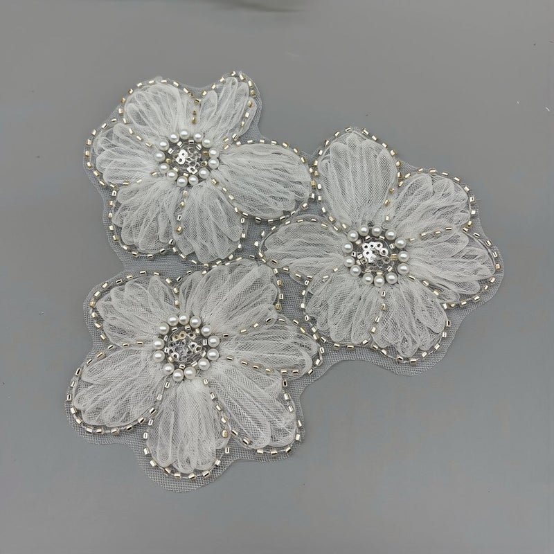 Floral Beaded Mesh Patch Invisible Repair Applique Hide Clothing Holes Decor - Image 3
