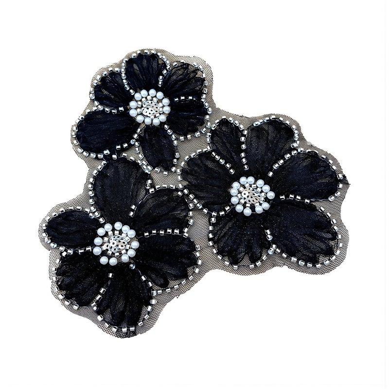 Floral Beaded Mesh Patch Invisible Repair Applique Hide Clothing Holes Decor - Image 1