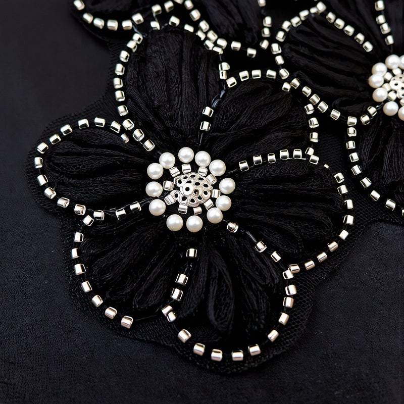 Floral Beaded Mesh Patch Invisible Repair Applique Hide Clothing Holes Decor - Image 5