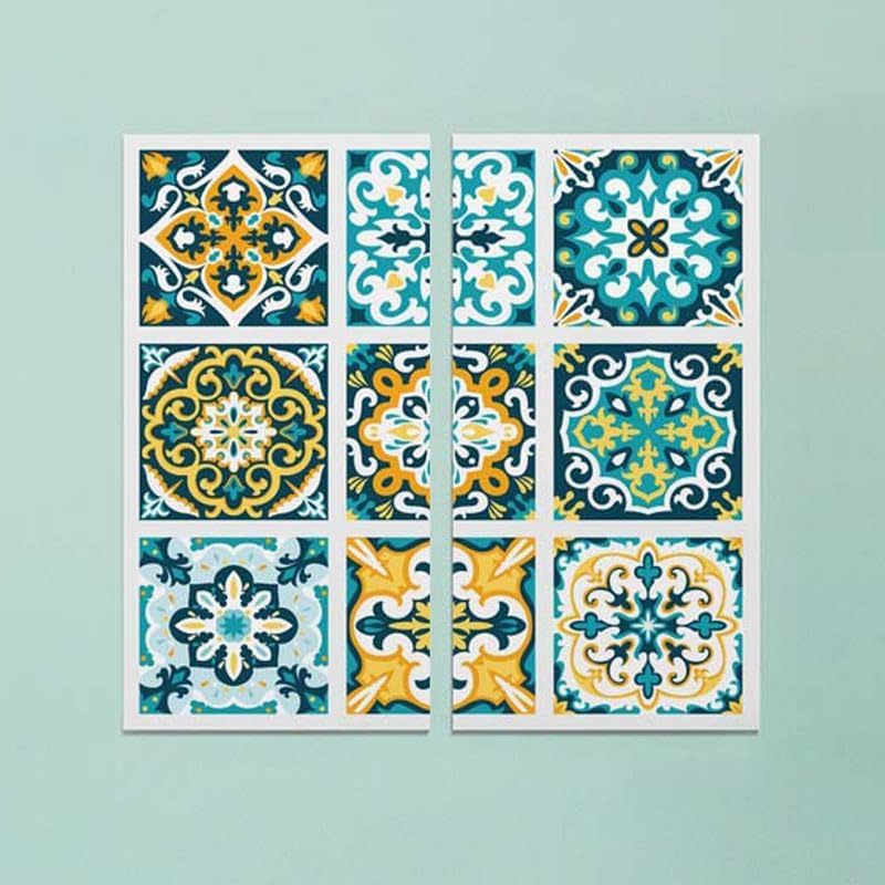 BPA Multicolour Canvas Wall Art - Symmetric Tile Design - Image 3
