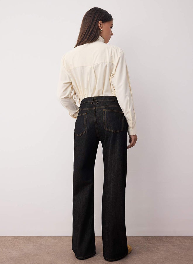 trendyol Black High Waist Wide Leg Wide Leg Jeans - Image 4
