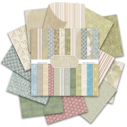 Colabrili 24 Pack Scrapbook Paper 12 × 12 Textured Patterned Paper, Vintage Double-Sided Decorative Craft Papers Scrapbooking Supplies for DIY Card Making Photo Album Journal Decor (Fabric Texture) - Image 1