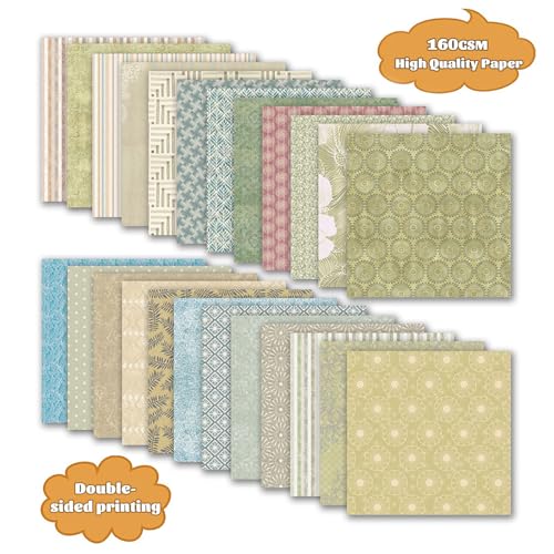Colabrili 24 Pack Scrapbook Paper 12 × 12 Textured Patterned Paper, Vintage Double-Sided Decorative Craft Papers Scrapbooking Supplies for DIY Card Making Photo Album Journal Decor (Fabric Texture) - Image 4