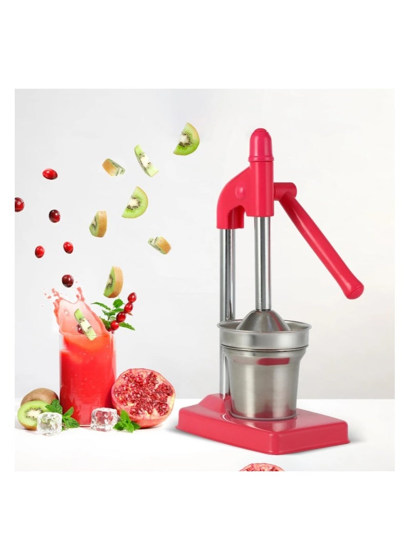 Manual Orange Juicer Hand Press Fruit Juicer Heavy Duty Countertop Squeezer Red - Image 2