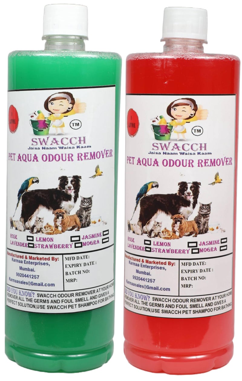 Swacch PET Aqua Odour Remover (1 Litre) (Combo Pack of 2) Jasmine & Rose - Image 2