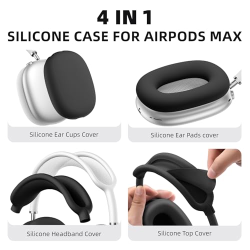 Lerobo Soft Case Cover for AirPods Max Headphones for Airpods Max Ear Cup CoversEar Pad Case CoverHeadband CoverMax Headband PadAccessories Silicone Skin Protector for Apple AirPods Max Black - Image 3