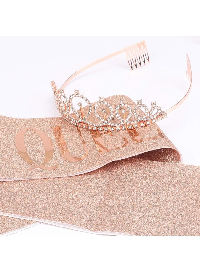 أوللاي طقم وشاح عيد ميلاد فتاة وتاج من حجر الراين - Image 4