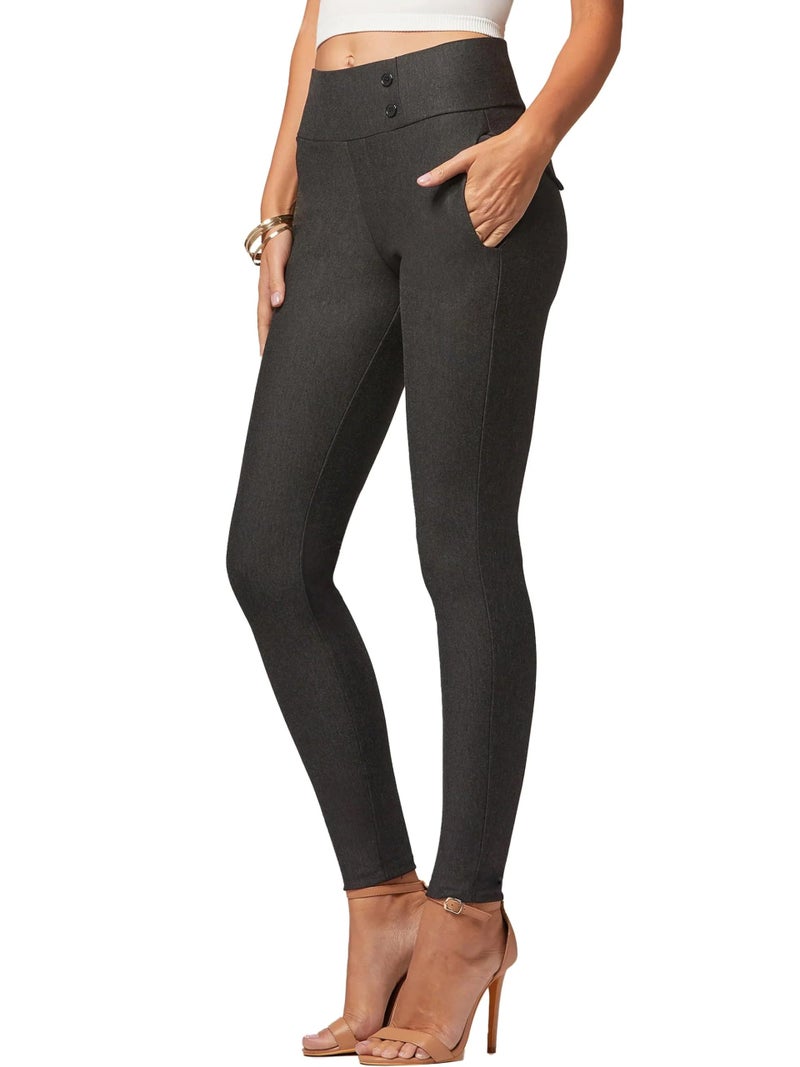 Conceited Womens Dress Pants with Tummy Control - Wear to Work - Stretch High Waisted Slacks with Pockets - Charcoal Grey - X-Large - Image 1