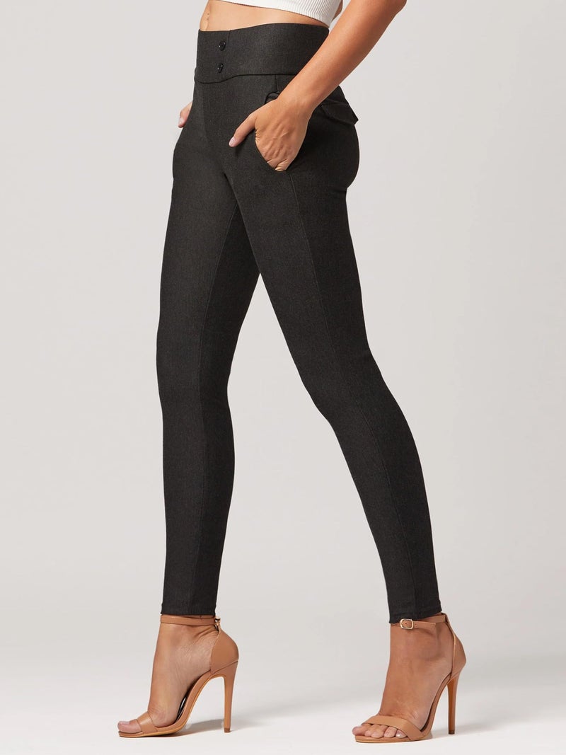 Conceited Womens Dress Pants with Tummy Control - Wear to Work - Stretch High Waisted Slacks with Pockets - Charcoal Grey - X-Large - Image 5