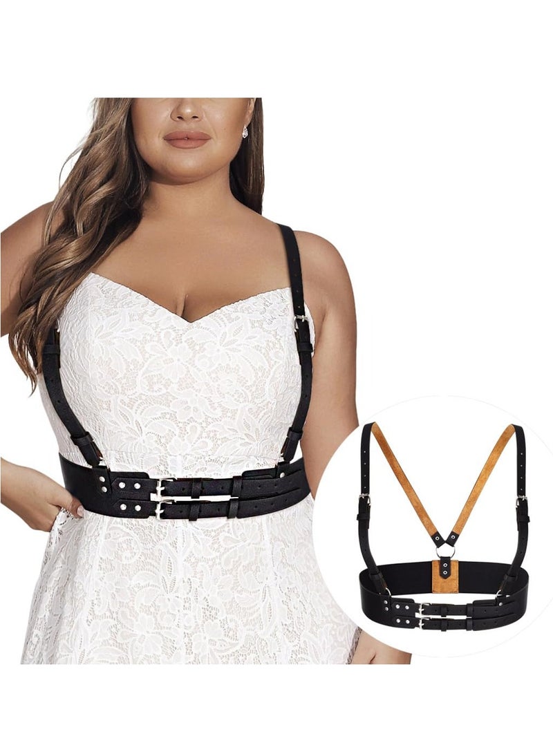 KASTWAVE Plus Size Wide Waist Belt PU Black Harness for Women Punk Rock Belts Rave Accessory for Dresses - Image 1