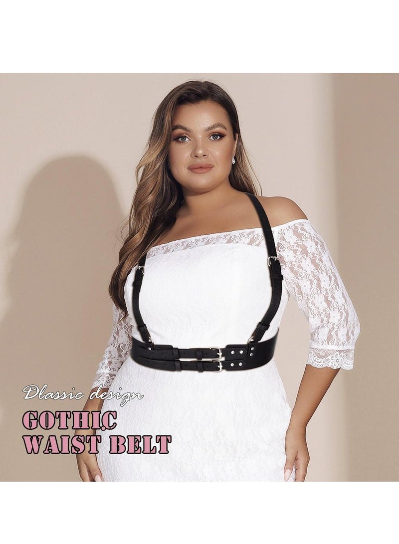 KASTWAVE Plus Size Wide Waist Belt PU Black Harness for Women Punk Rock Belts Rave Accessory for Dresses - Image 2