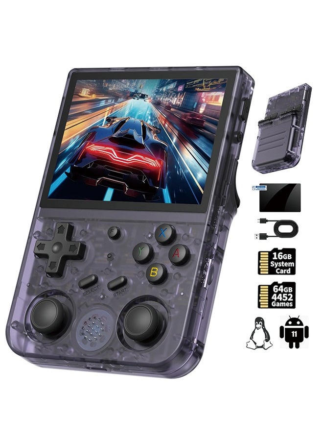 ANBERNIC  RG353V Retro Handheld Game Console 3.5" IPS Screen Android 11 and Linux System 64G TF Card 4420+ Classic Games RK3566 64bit Game Player Compatible with Bluetooth 4.2 and 5G WiFi（Purple Transparent）  - Image 1