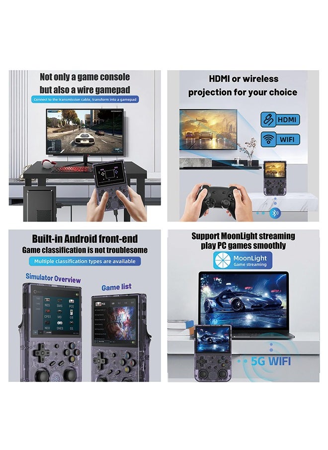 ANBERNIC  RG353V Retro Handheld Game Console 3.5" IPS Screen Android 11 and Linux System 64G TF Card 4420+ Classic Games RK3566 64bit Game Player Compatible with Bluetooth 4.2 and 5G WiFi（Purple Transparent）  - Image 2