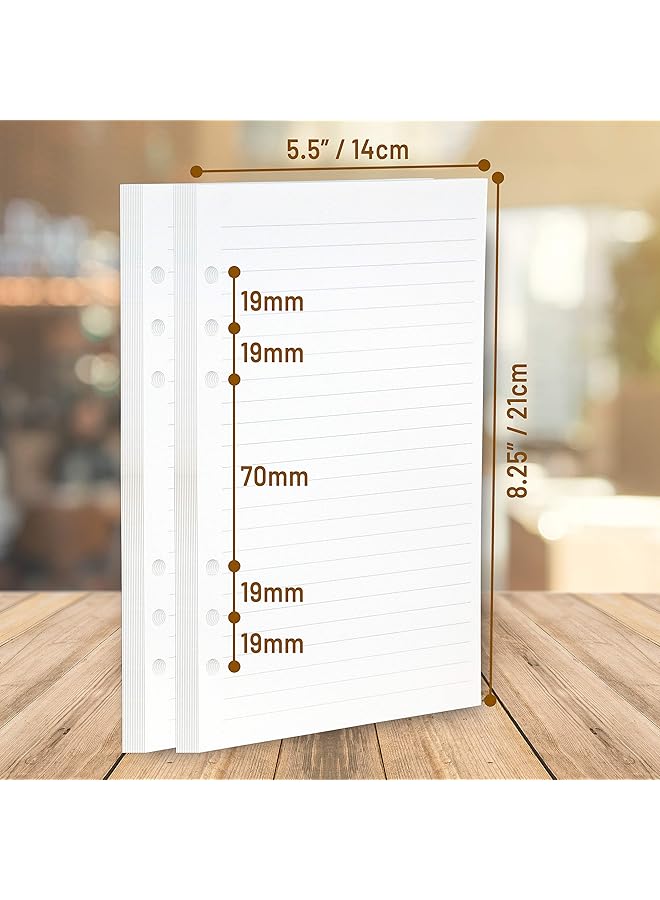 erorex A5 6 Ring Binder Planner Inserts 8 1 4 X 5 5 8 Inch Thick Cream Color Blank Loose Leaf A5 Paper Refills Compatible With Filofax 6 Hole 100 Sheets 200 Blank Pages  - Image 2