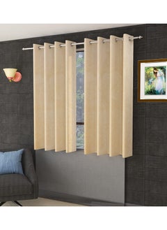 Homefab India Homefab India Pack of 2 Velvet Window Curtains - 5 feet, Cream  - Image 2