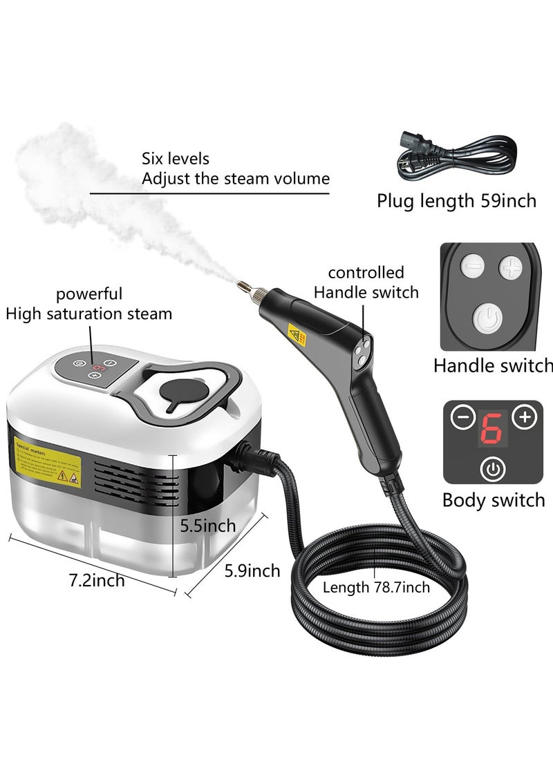 XiuWoo Handheld Steam Cleaner, 2500W High Pressure Steamer for Cleaning, Portable Steam Cleaning Machine for Home Use With 3 Brushes for Car, Kitchen, Furniture, Grout, Tile,White  - Image 2
