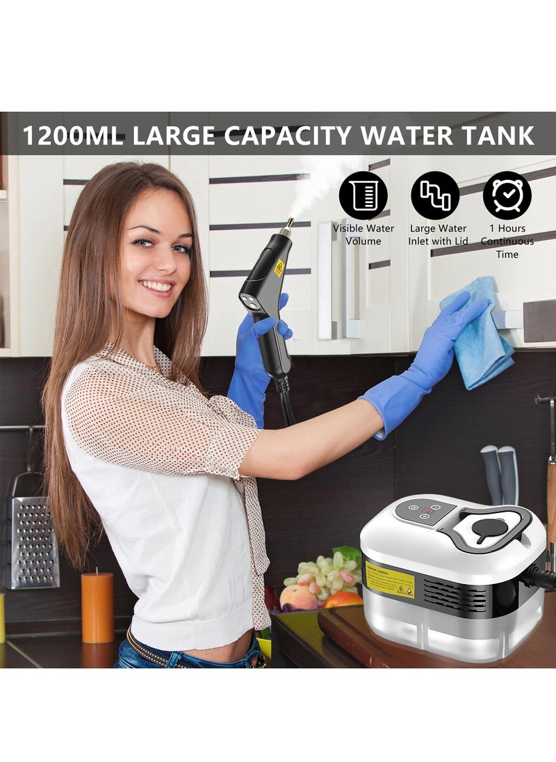 XiuWoo Handheld Steam Cleaner, 2500W High Pressure Steamer for Cleaning, Portable Steam Cleaning Machine for Home Use With 3 Brushes for Car, Kitchen, Furniture, Grout, Tile,White  - Image 3