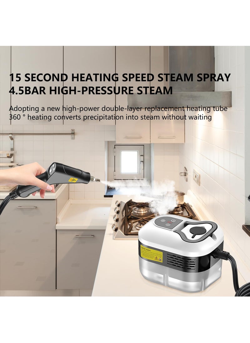 XiuWoo Handheld Steam Cleaner, 2500W High Pressure Steamer for Cleaning, Portable Steam Cleaning Machine for Home Use With 3 Brushes for Car, Kitchen, Furniture, Grout, Tile,White  - Image 4