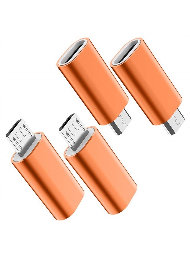 JXMOX محول USB C إلى Micro USB، (4-pack) موصل أنثوي من نوع C إلى ذكر Micro USB يدعم الشحن ومزامنة البيانات متوافق مع Samsung Galaxy S7/S7 Edge، Nexus 5/6 وأجهزة Micro USB (برتقالي) - Image 1