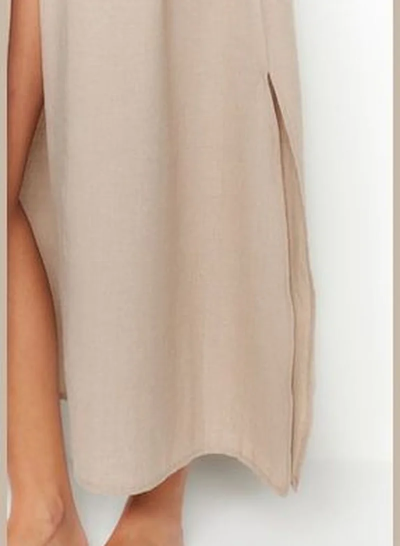 trendyol Beige Belted Maxi Woven Kimono & Kaftan TBESS23KM00058