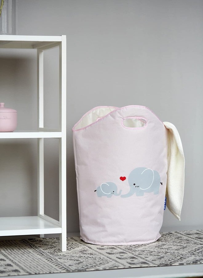 WENKO Kids Laundry Hamper, Baby Hamper for Nursery, Baby Basket for Dirty Clothes, Elephant Nursery Hamper, Toy Basket with Handles, Pink Laundry Bin, 15.7 x 20.5 x 7.9 inch - Image 5