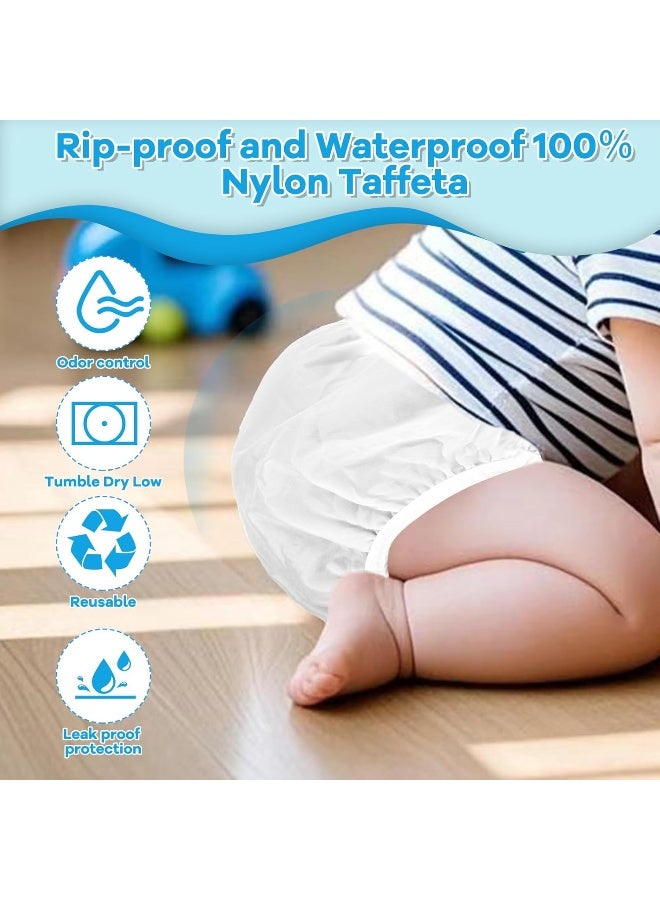 Dappi Reusable Waterproof 100% Nylon Taffeta Diaper Pants for Potty Training & Swimming, Leak-Proof & Rip-Proof, Large (Fits 26-31 lbs), 4 Counts - Image 3