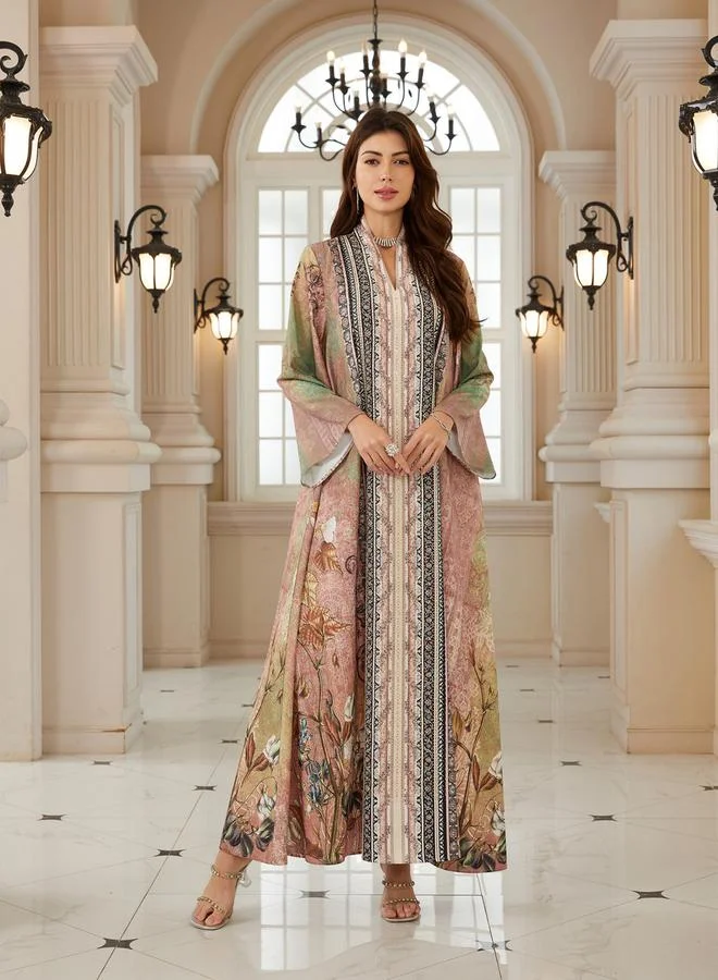 تايك تو جلابية مطبعة بقصة واسعة