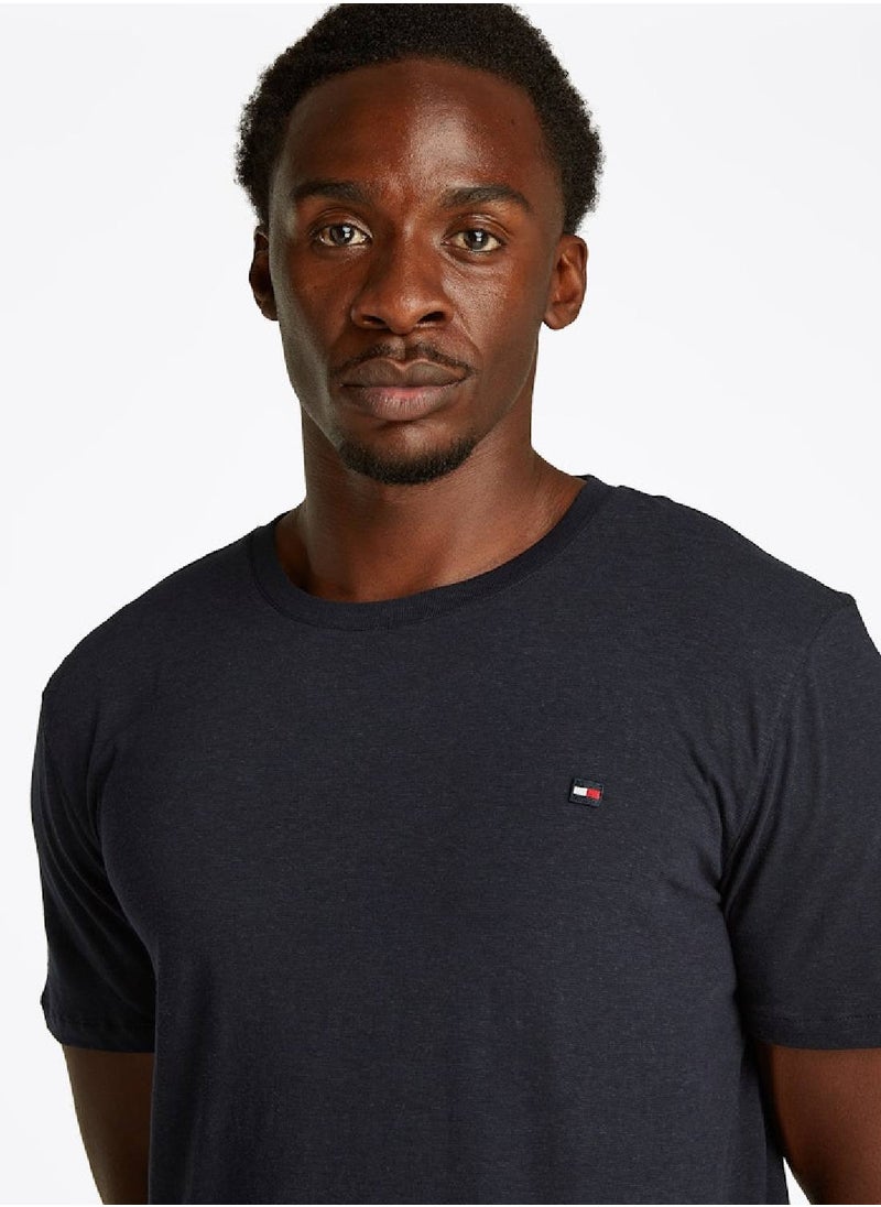 TOMMY HILFIGER Men's Textured Crew Neck T-Shirt - Cotton Blend, Navy Blue  - Image 5