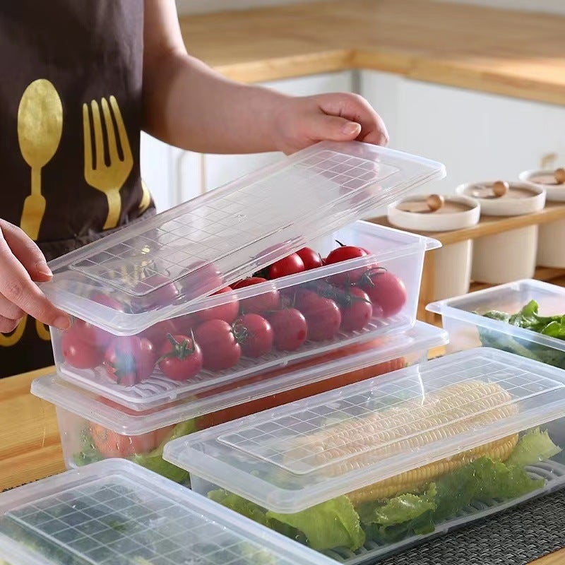 صندوق تصريف وحفظ المجمد في الثلاجة الياباني، مضاد للبكتيريا، محكم الغلق، مقاوم للروائح، لحفظ الأسماك الطازجة (صندوق حفظ طازج كبير جداً 28*20*5.5، شفاف) - Image 4