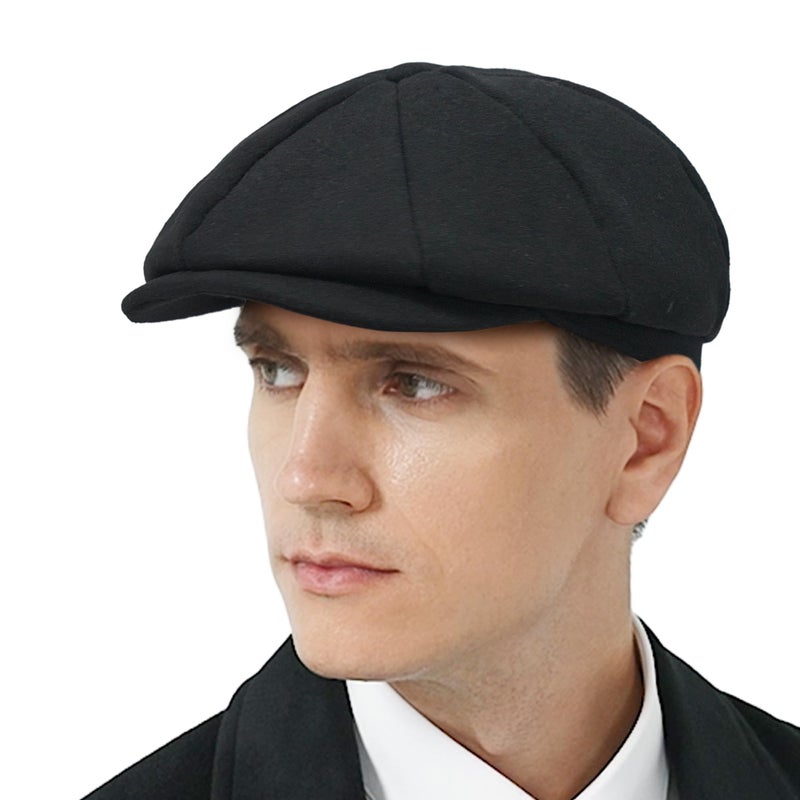 KUJUHA Wool Newsboy Cap for Men Flat Irish Cabbie Ivy Gatsby Newsboy Driving Hat Hunting Cap - Image 1