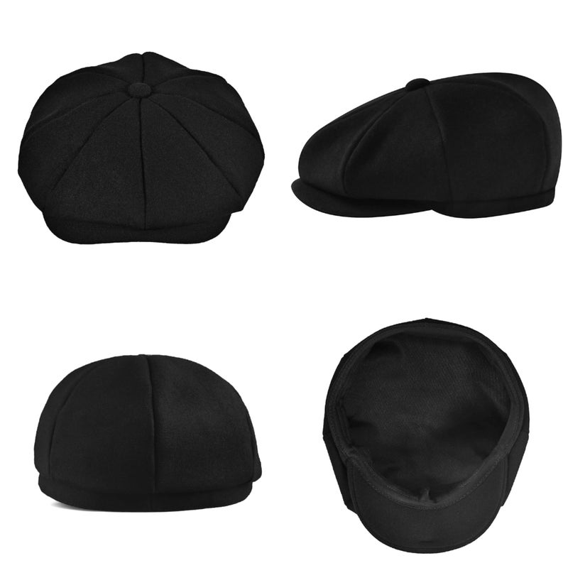 KUJUHA Wool Newsboy Cap for Men Flat Irish Cabbie Ivy Gatsby Newsboy Driving Hat Hunting Cap - Image 3