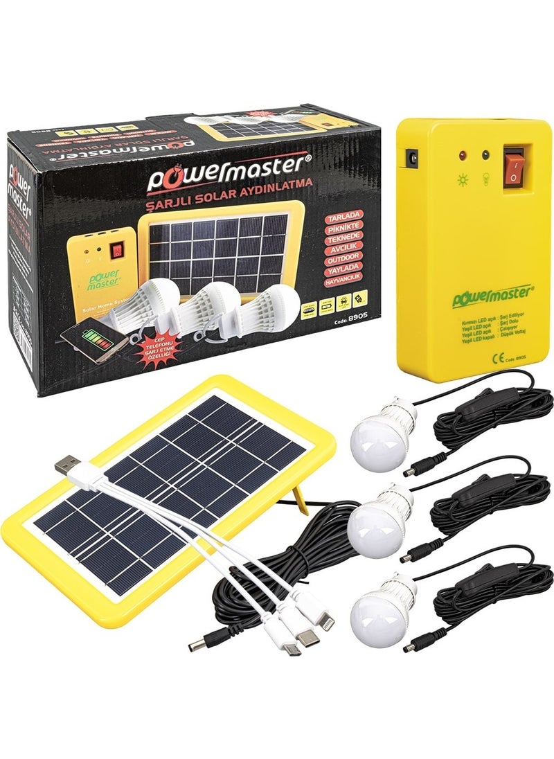 Lisinya Powermaster PM-8905 Multi-Purpose Rechargeable Solar Lighting with Solar Panel and 3 Lamps with Powerbank Feature ( )  - Image 1