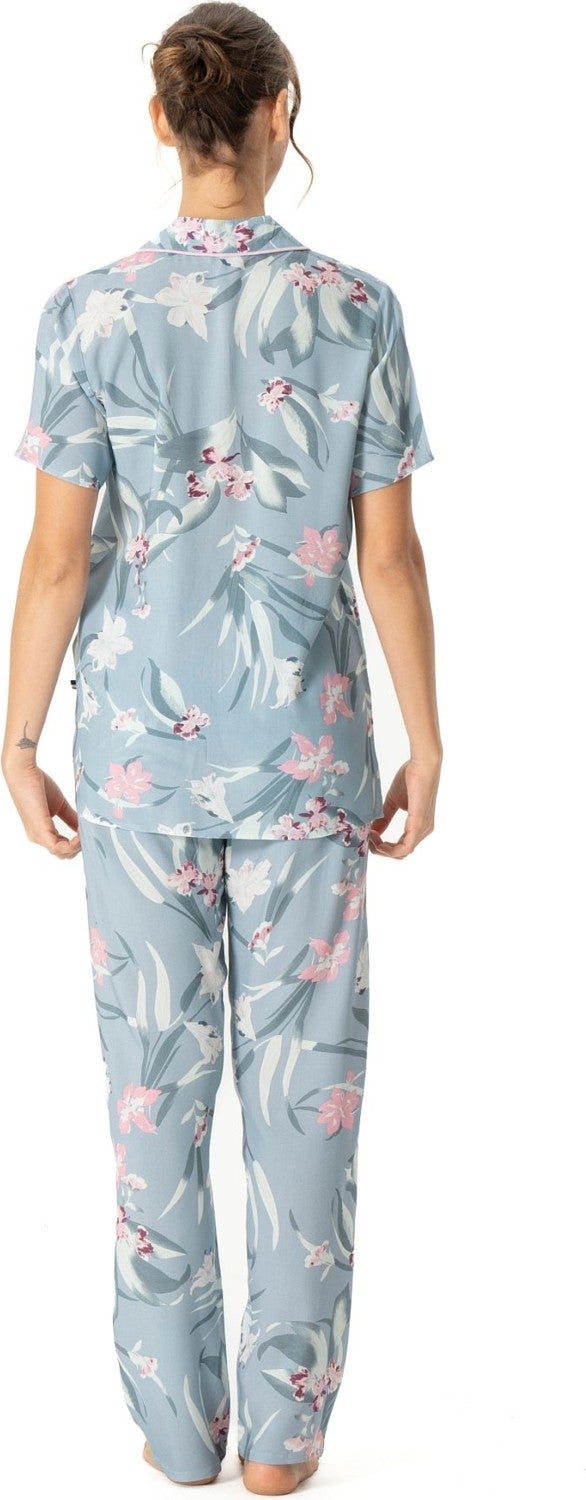 U.S. Polo Assn. BASE. Polo Assn. 17047 Women's Short Sleeve Front Buttoned Pajama Set-Mint - Image 3