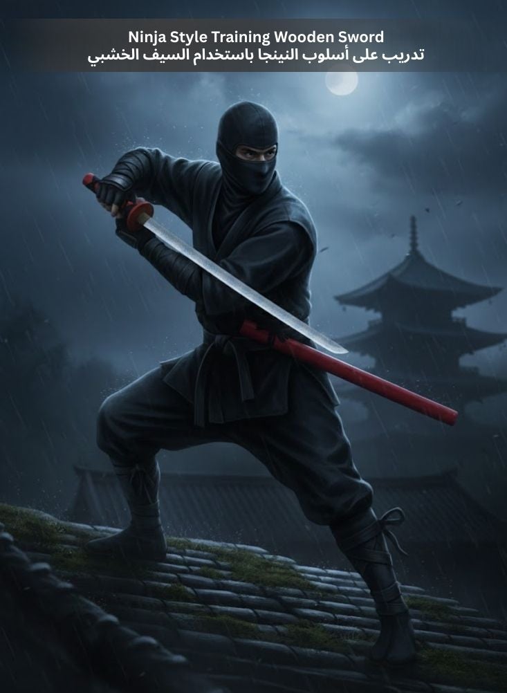 بريميم مجموعة سيوف كاتانا خشبية للأطفال بتصميم شخصية محارب ساموراي صغير - سيف تدريب خشبي بمقبض أزرق مع غمد للعب الأدوار النينجا، زي فنون قتالية، ولعب قتالي تمثيلي للأولاد - Image 5