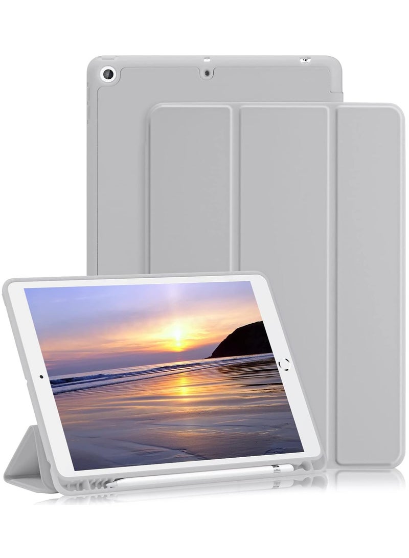 ELTRAZONE iPad 9th/8th/7th Generation Case (2021/2020/2019) - iPad 10.2-Inch Case with Pencil Holder, Slim Soft TPU Back Smart Magnetic Stand (Light Gray) - Image 1