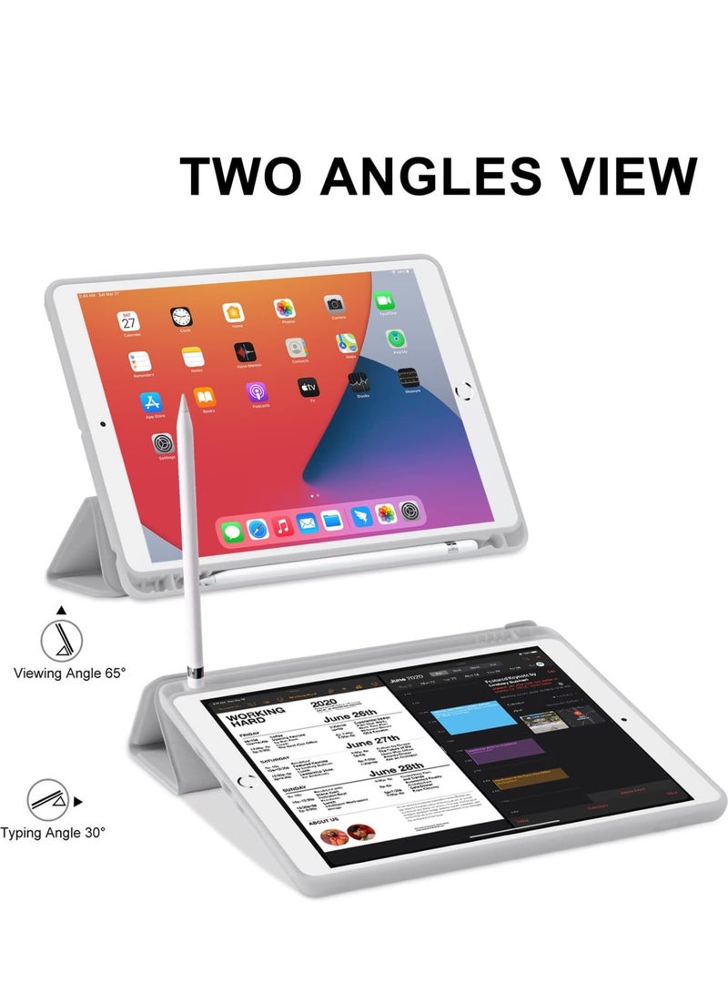 ELTRAZONE iPad 9th/8th/7th Generation Case (2021/2020/2019) - iPad 10.2-Inch Case with Pencil Holder, Slim Soft TPU Back Smart Magnetic Stand (Light Gray) - Image 5